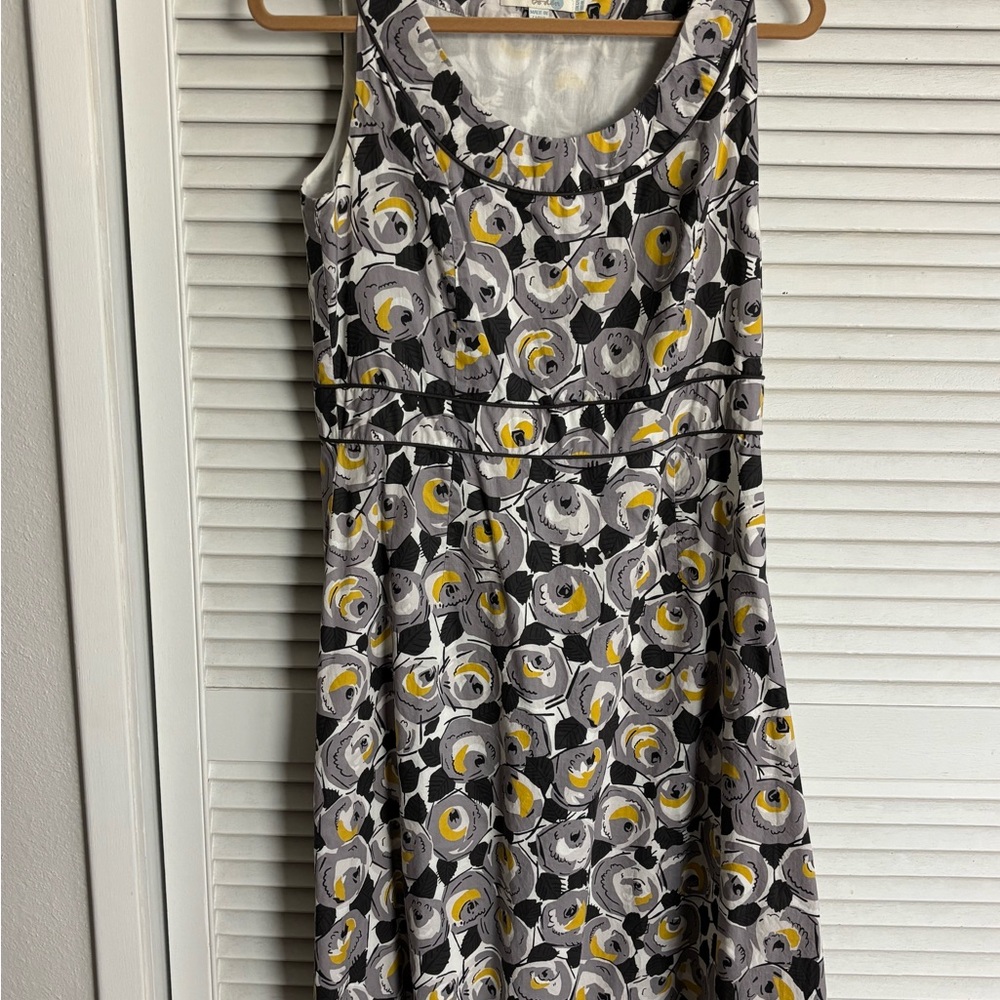 Boden Black and Yellow Floral Dress - 8 Tall